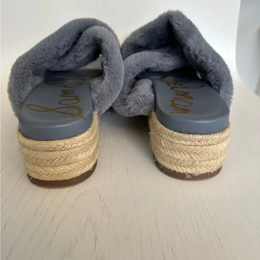 Sam Edelman ZIA Faux Fur Platform Espadrille Slipper Wedge Size 8.5